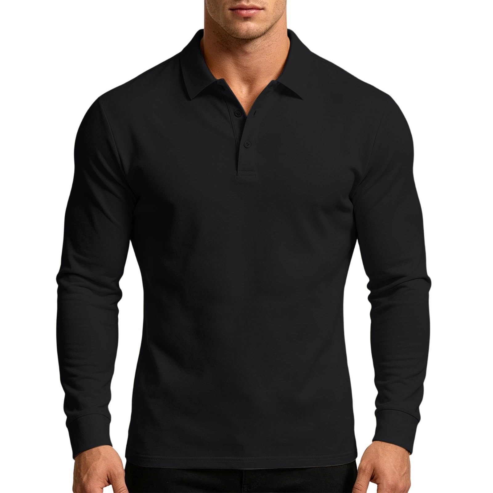Poloshirt Homme Manche Longue Habit Décontracté Polo Manche Longue Homme Décontracté Haut Mode Tee Shirt Basique Vêtements Travail Vetement Outdoor Habit Plage Haut Doux Vêtements Extérieure Vetement