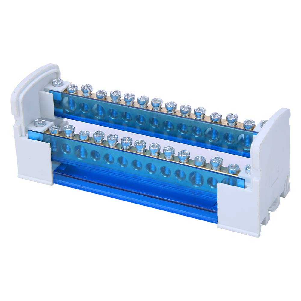 215 Terminal Block Distribution Box, 2 Level Junction Box Single Phase with Transparent Cover,5.3 x 1.8 x 2in Wiring Terminal Block 125A Din Rail Distribution Box
