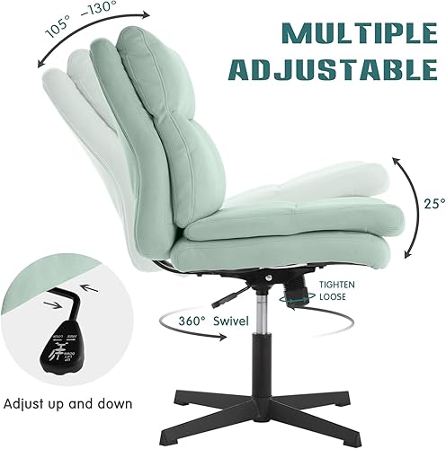 Miniatura 4 de LUCKWIND Silla de escritorio sin brazos para oficina en casa, sin ruedas, moderna silla ergonómica de doble acolchado, silla de trabajo ergonómica