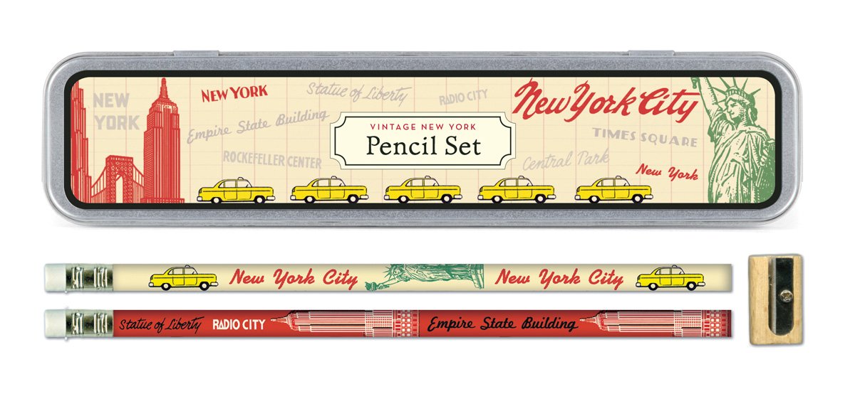 Cavallini Papers Bleistift Set mit 10 Bleistifte und 1 Spitzer, Vintage New York