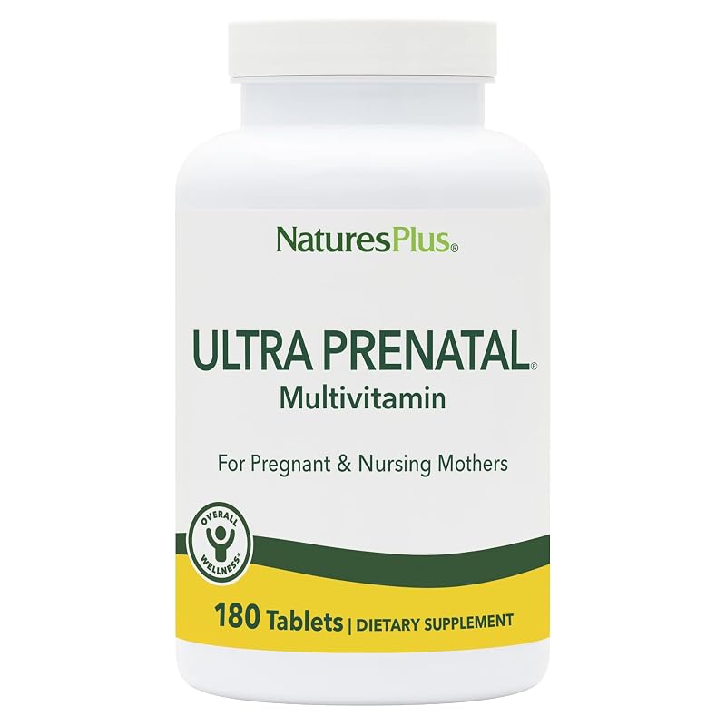 NaturesPlus Multivitamínico pré-natal com folato 800 mcg, 180 comprimidos vegetarianos