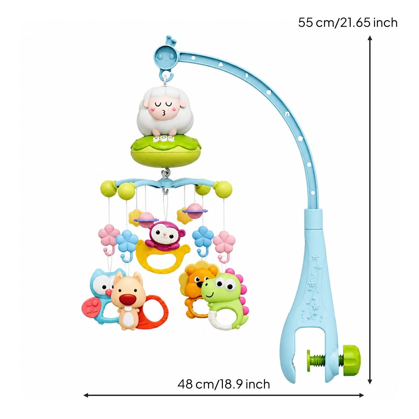Qianly Giostrina Musicale con Pendenti | Telecomandato, Giostrina da Letto con Braccio, Regolabile, Giocattolo, per Camera dei Bambini, Neonati,