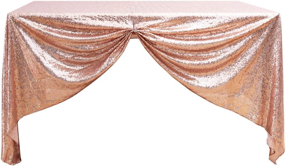ACRABROS Rose Gold Sequin Tablecloth-60x102 Inch Rectangle Table Cloth-Glitter Sequin Overlay,Perfect for Party Decorations Holiday/Wedding/Party/Event/Banquets/Photography/Bridal Table Decoration