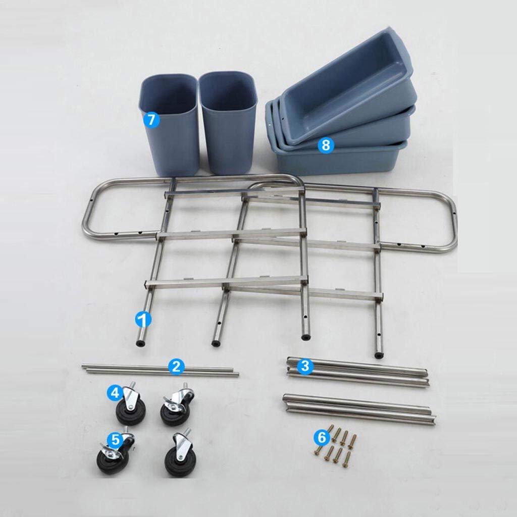 Chariot de Service de Restaurant Multifonction en Acier Inoxydable, Chariot de Collecte irrégulier, véhicule de Collecte en Plastique PP, Tube carré à Angle Droit,Square Tube-Right Angle