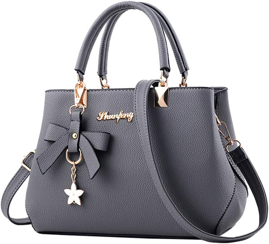 Clearence!Women Designer Handbags Fashion Large PU Leather Tote Messenger Multi-Compartment Top-Handle Satchel Shoulder Bags Gray