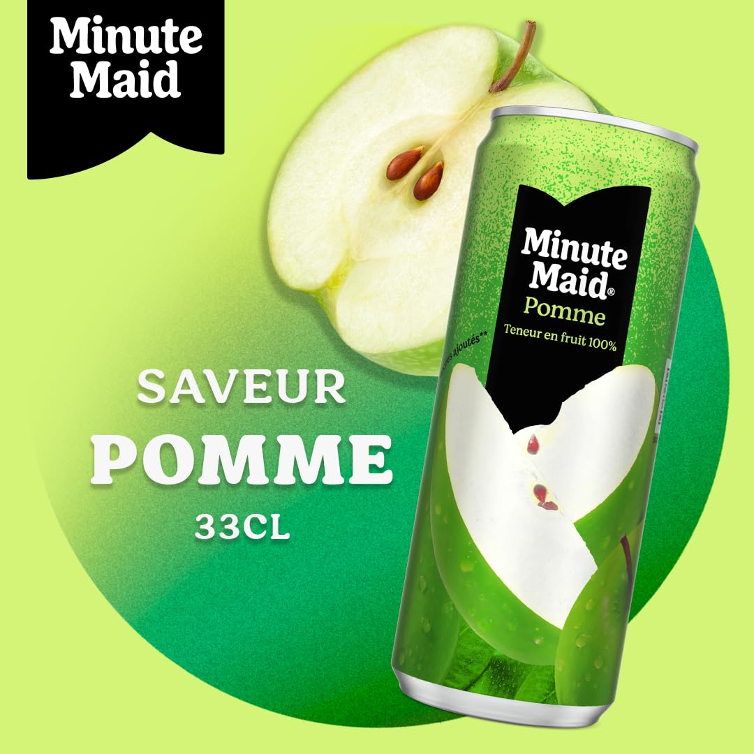Minute Maid Jus de Pomme 100% Fruit, Canettes 33cl, Pack de 24