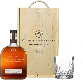 Personalised Woodford Reserve Kentucky Straight Bourbon Gift Set with Glass 70cl 452 ABV Custom Bourbon Whiskey Gift for Him or Her