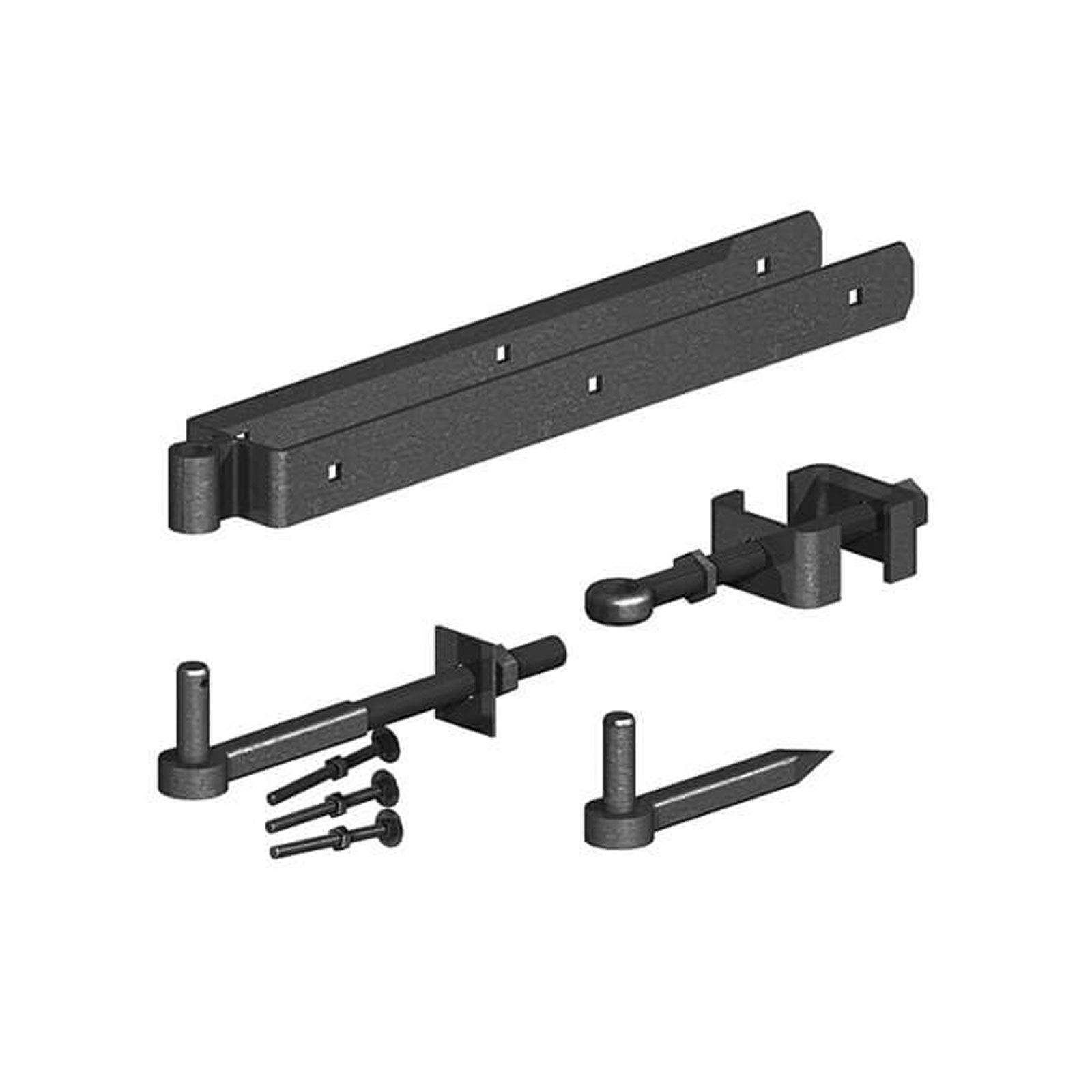 Gatemate Epoxy Black Field Gate Adjustable Double Strap Hinge Set - 600Mm