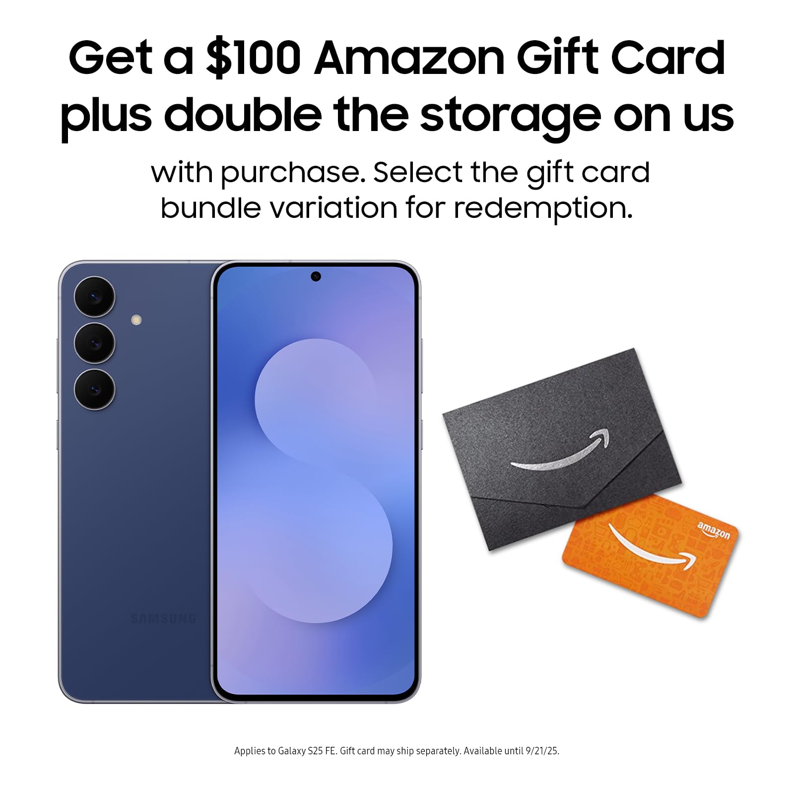 SAMSUNG Galaxy S25 FE Cell Phone + Gift Card & Storage Upgrade, 256GB Unlocked Android AI Smartphone, Large Display, 4900mAh Battery, High Res-Camera, AI Photo Edits, Durable, US 1 Yr Warranty, Navy