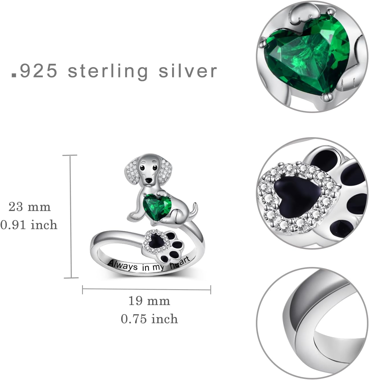 Dachshund Ring 925 Sterling Silver Dachshund Gifts Weiner Dog Jewelry for Women - Image 4