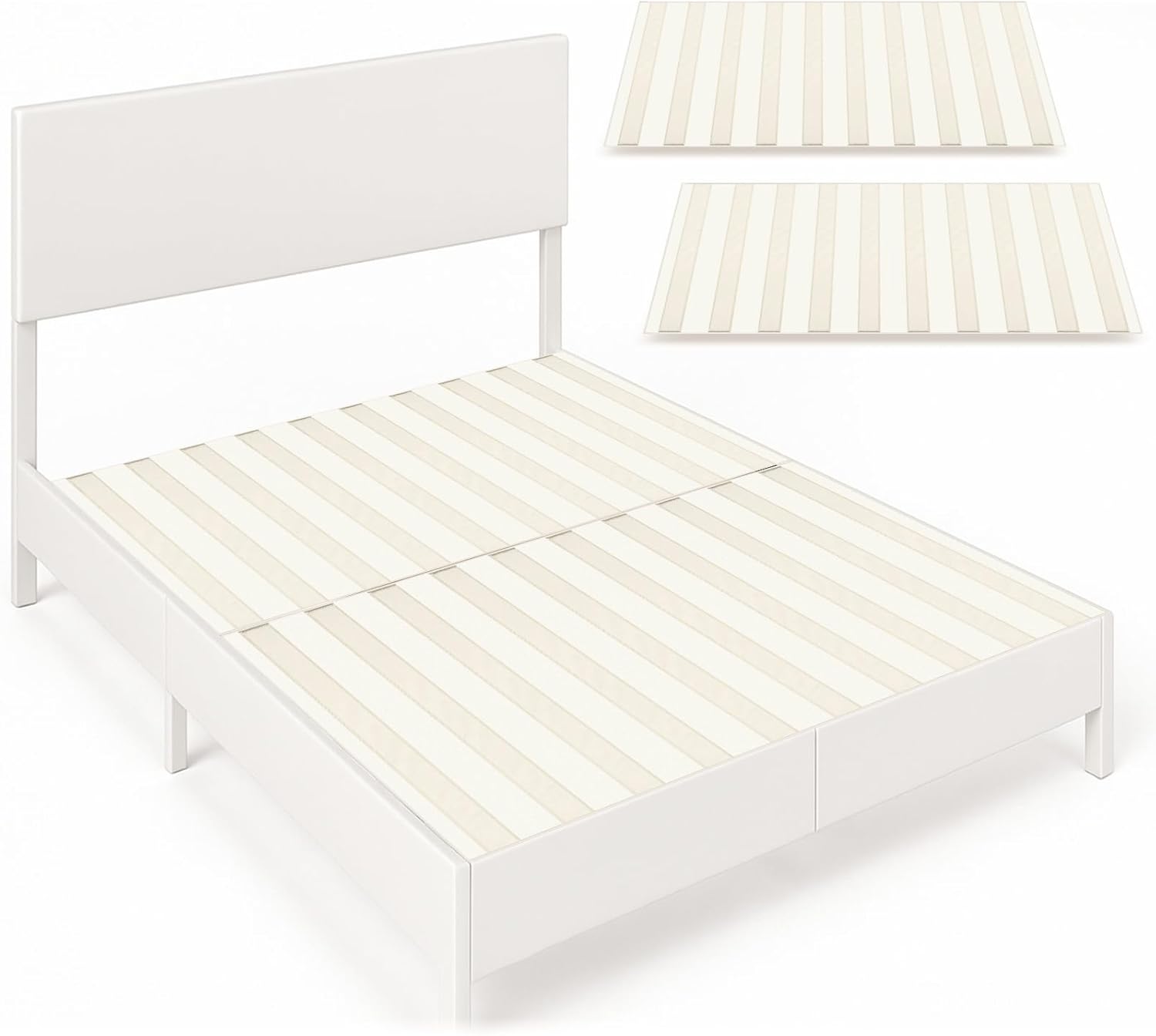 12mm King Size Vertical Bed Slats, 76 x 80'' Fabric Covered Bunkie Board King Size, Mattress Support Wooden Bunkie Board with Cover for Metal Frame Low Profile Beds Support, Platform Beds and Couch