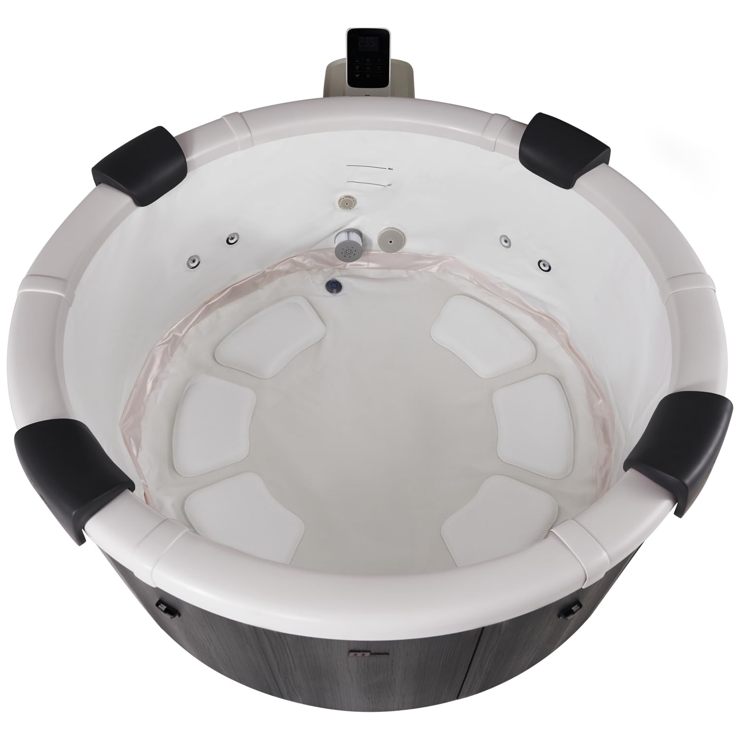 Spa Rigide connecté Rond Ø 182 cm MSPA Denver – Spa 6 Places – Jets d'air et d'eau – Habillage Effet Bois – Lot de filtres Inclus