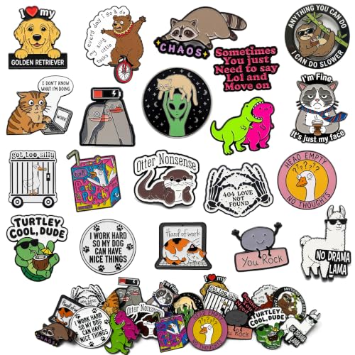 Sowpopy 20 Pcs Funny Enamel Pins Bulk Cute Backpack Pins Cool Fun Badge Lapel Pins for Backpacks Hats Bags Adults