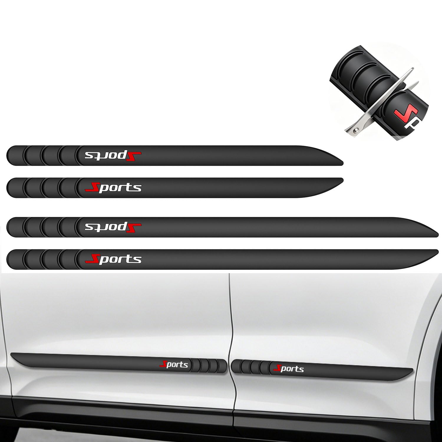 4Pcs Dent Prevent Car Door Protector, Cuttable Car Door Edge Guards - Black