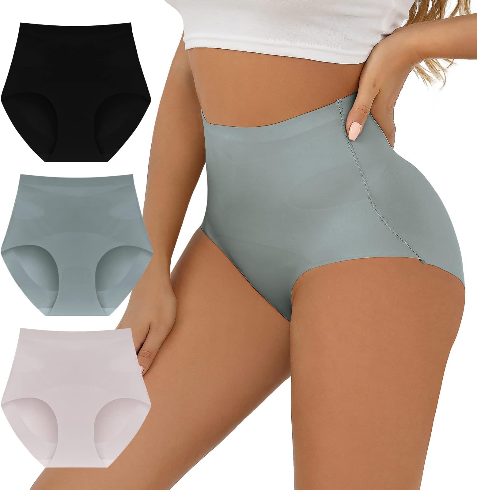 FallSweetNo Show Tummy Control Underwear for Women High Waisted Panties Comfy Briefs PackOEKO-TEX STANDARD 100