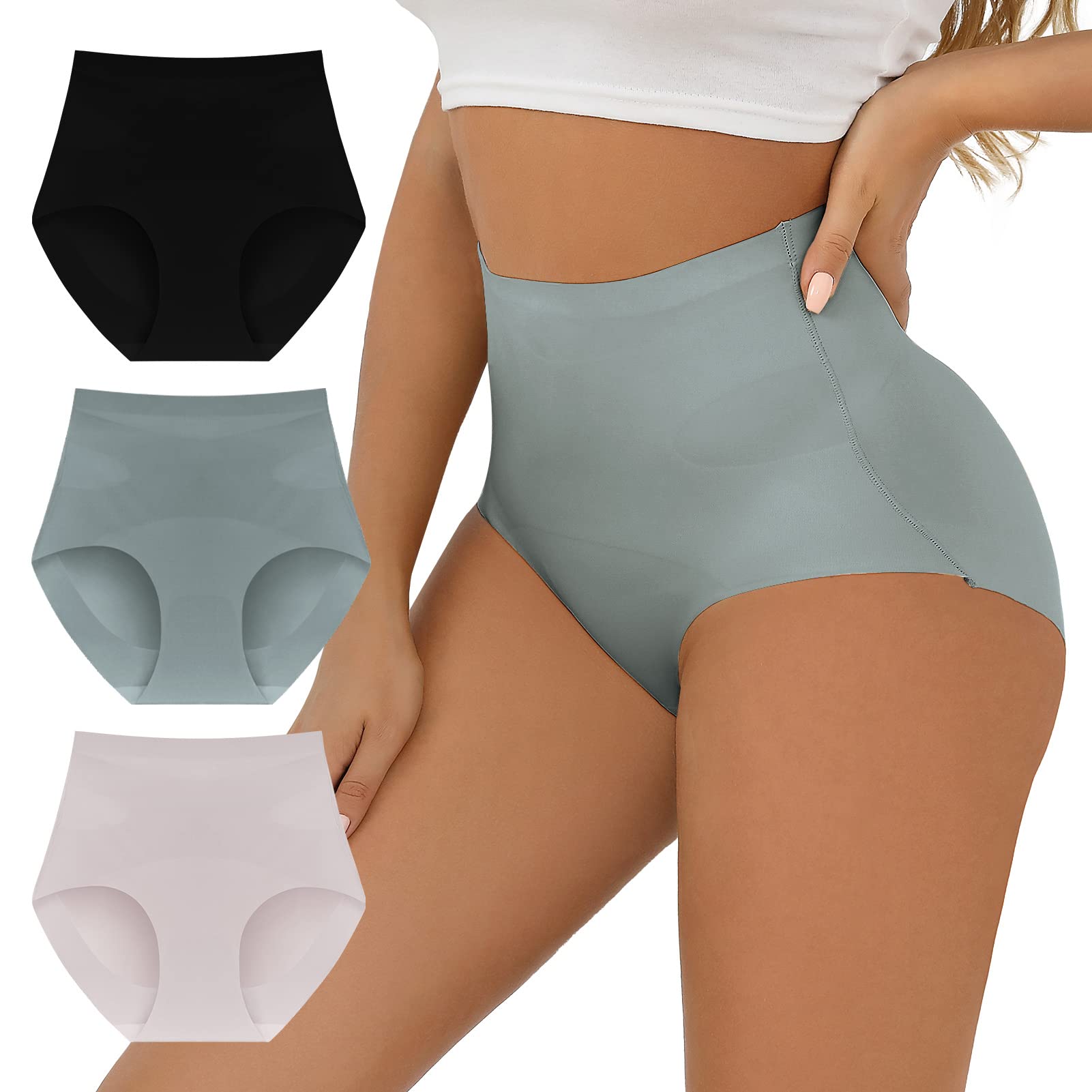 FallSweetNo Show Tummy Control Underwear for Women High Waisted Panties Comfy Briefs PackOEKO-TEX STANDARD 100