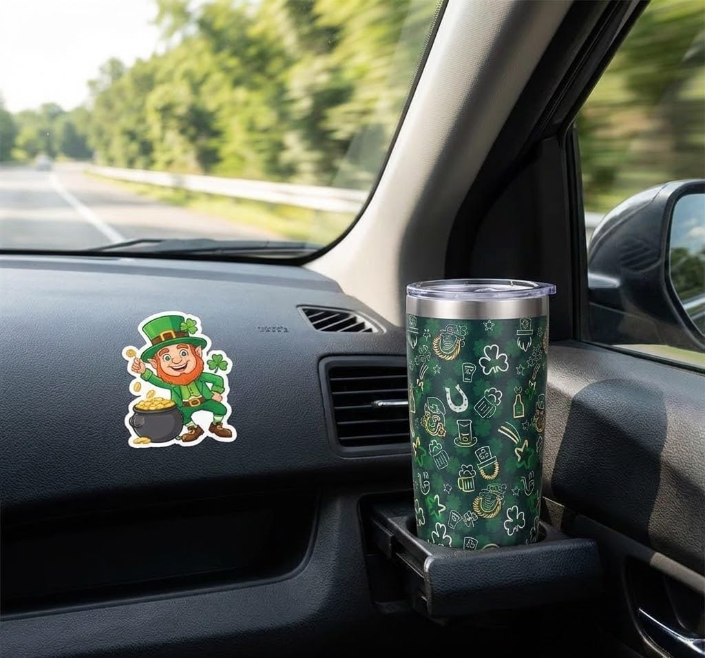 St. Patrick's Day Clover Tumbler with Lid and Straw, 20oz Insulated Stainless Steel Tumbler Cup Double Walled Travel Coffee Mug for Hot & Cold Drinks - Image 4