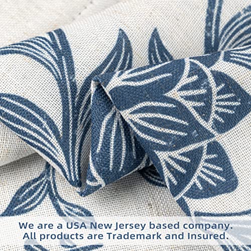 Driftaway Twyla Linen Blend Blackout Valance For Kitchen 18 Inch Length Boho Floral Printed Lined Rod Pocket Room Darkening Window Curtain Valance For Living Room Bedroom 52X18 Inch Ivory Navy #TOP6