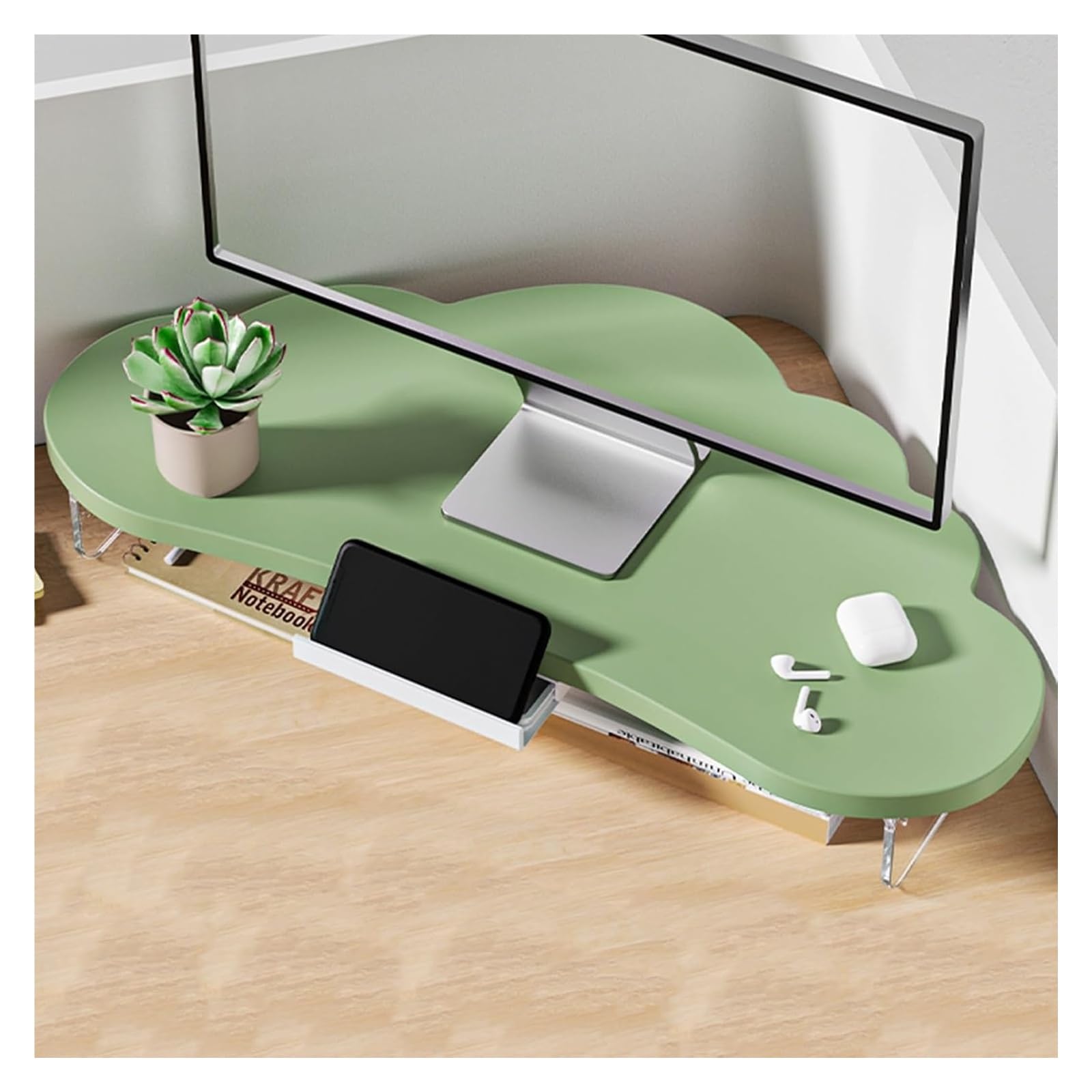 Supporto per monitor – Supporto angolare regolabile in altezza con cassetto per risparmiare spazio ed organizzazione ergonomica dell'ufficio