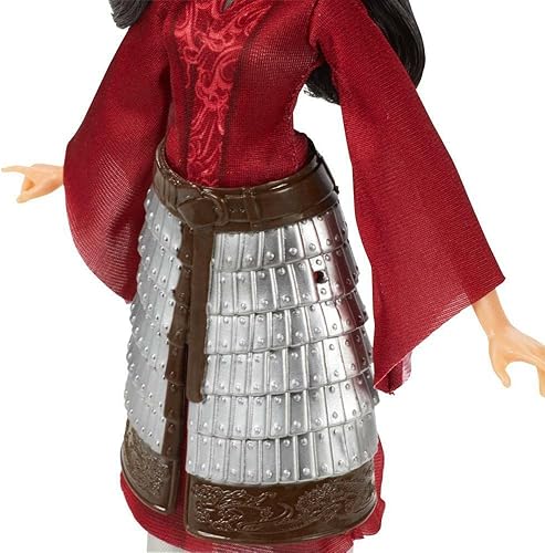 Miniatura 4 de Disney Mulan Fashion Doll con falda armadura, zapatos, pantalones y parte superior, inspirada en la película Mulan de Disney, juguete para niños y