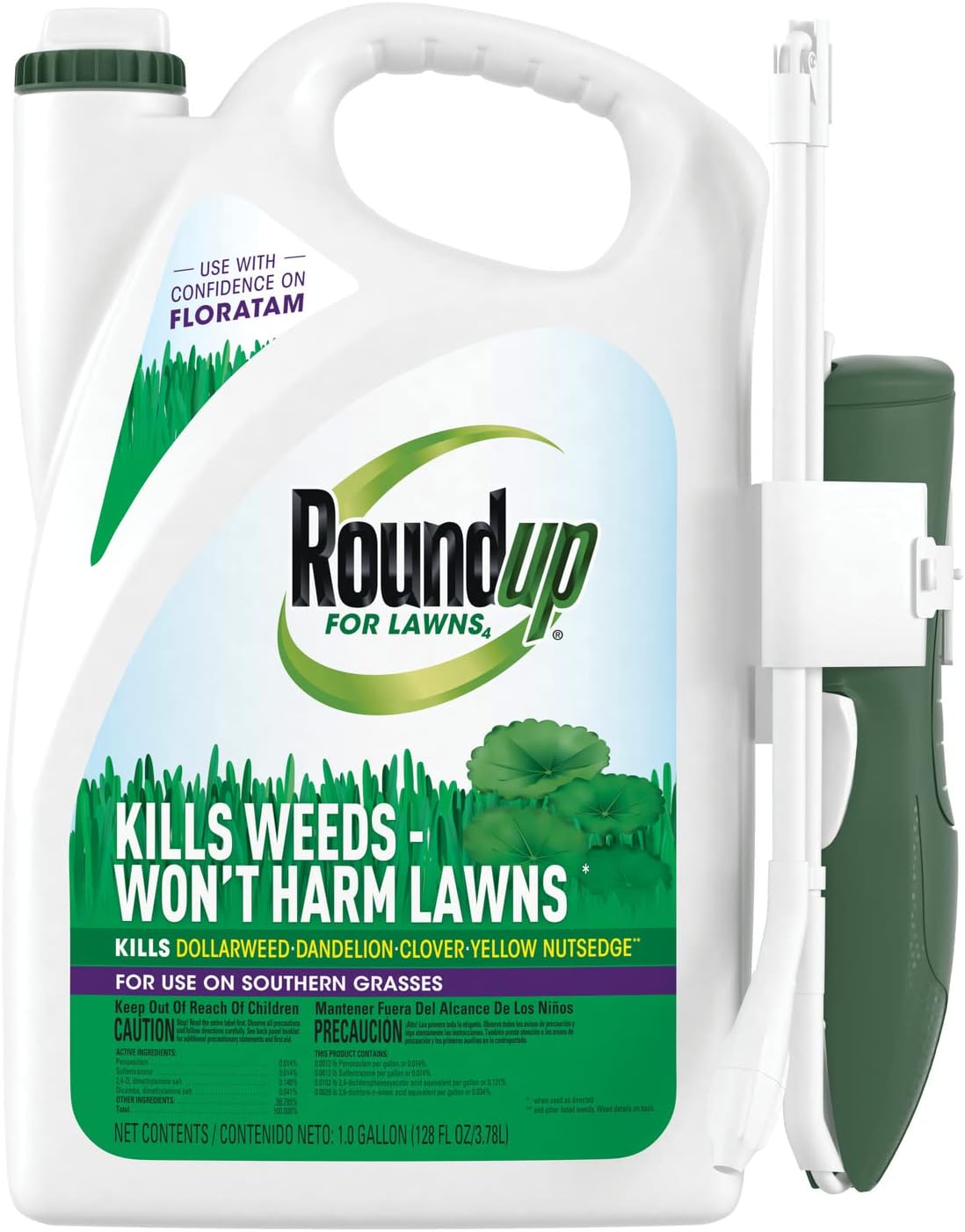 Roundup for Lawns₄ Ready-to-Use (Southern) - All-in-One Weed Killer for Lawns, Extended Reach Wand, 1 gal.