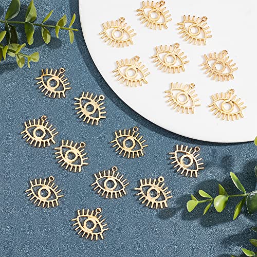 SUNNYCLUE 1 Box 50Pcs Evil Eye Charms Evil Eye Metal Charm Hollow Gold Evil Eyes Charms Lucky Charms for jewellery Making Charm Women Adults DIY Necklace Earrings Bracelet Keychain Crafts Supplies - Image 4