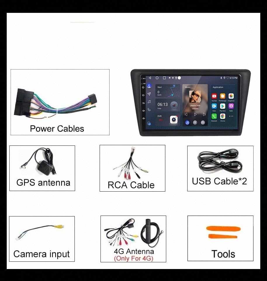 Pantalla de coche con Android Auto para VW Skoda Rapid 2013-2019 7