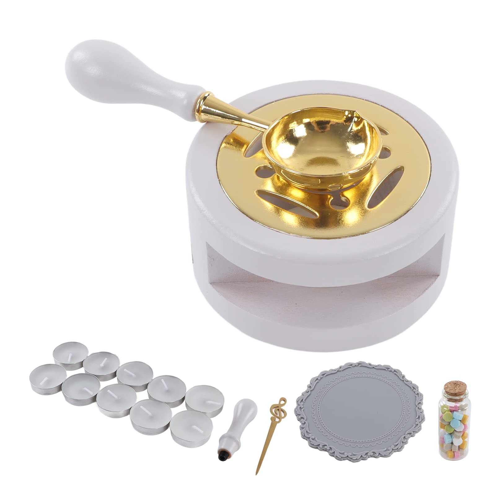 Kit Sigilli Di Cera Completo - Scaldacera, Cucchiaio E 2 Timbri Per Buste, Inviti E Regali - Foto 9