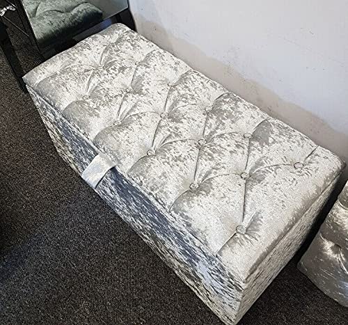mm08enn New luxury special large chesterfield dimontes ottoman,stoarge box and footstool in crushed velvet. (grey silver)