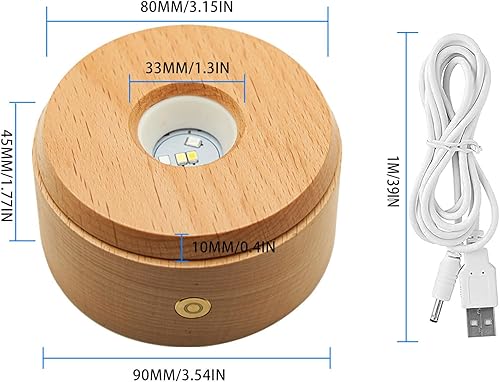 Miniatura 2 de Base de pantalla LED de madera, soporte de exhibición giratorio, base redonda iluminada de madera, 8 modos de iluminación, soporte de luces LED de