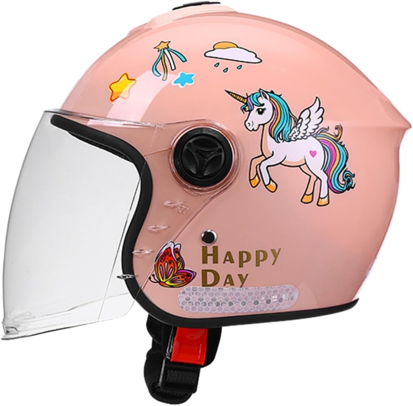 Offener Motorradhelm für Kinder | 3/4-Jethelm für Kinder | mit Sonnenblende | Rollerhelm für Kinder | ECE/DOT-geprüft | für Jungen und Mädchen von 4 bis 15 Jahren I,50-55cm