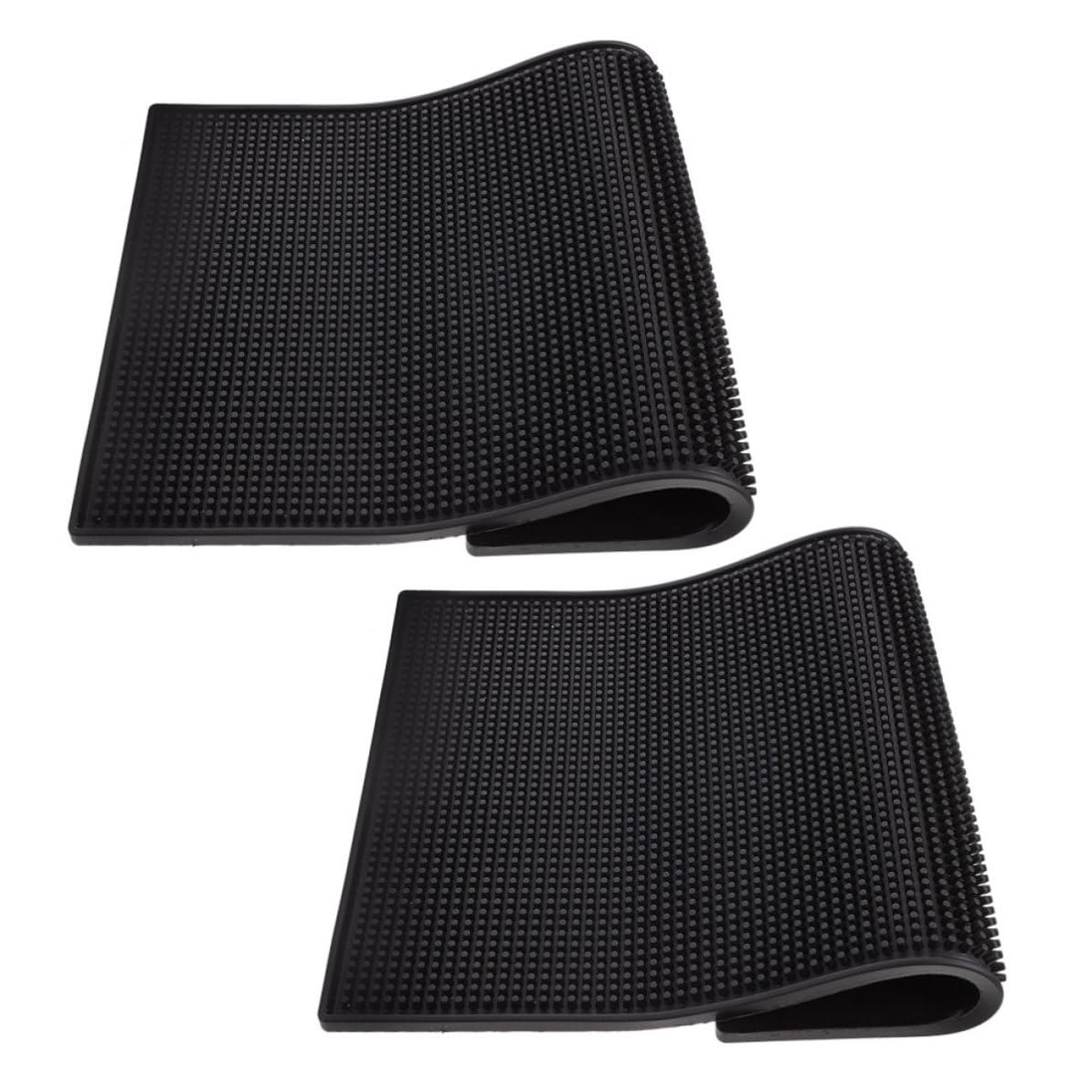 2 Pièces Tapis Égouttoir en Silicone Noir Antidérapant