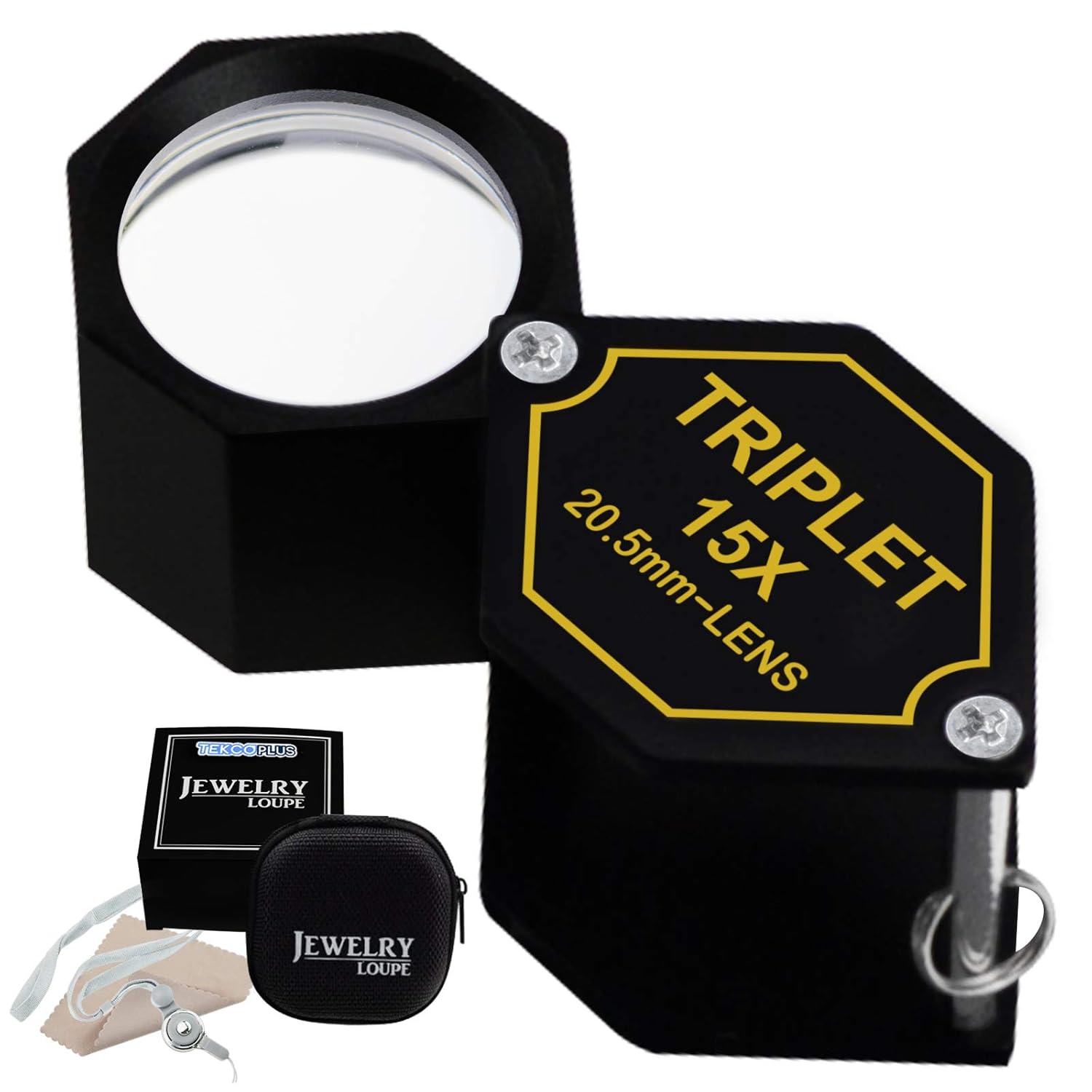 15x Jewelry Loupe 20.5mm Triplet Lens Pocket Magnification Loupe Tool