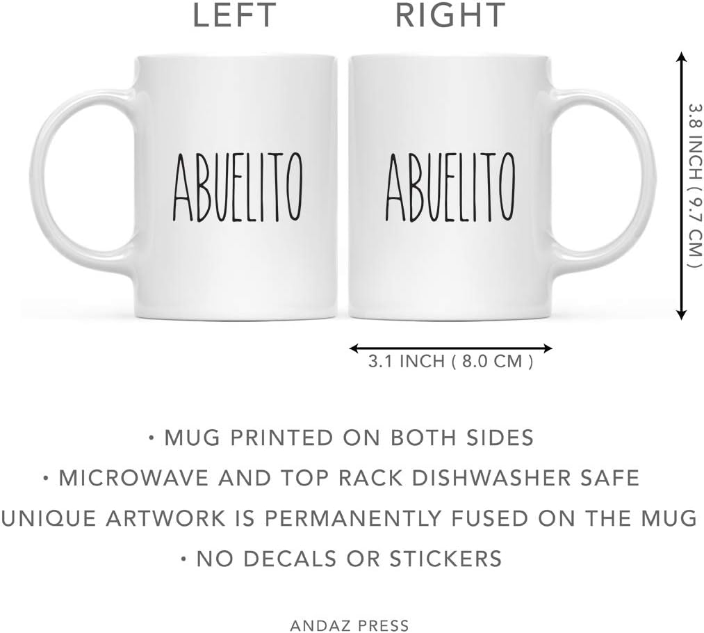 Andaz Press Rustic Farmhouse Kitchen Decor 11oz. Ceramic Coffee Tea Mug, Abuelita, Abuelo, 2-Pack, Birthday Christmas Anniversary Ideas