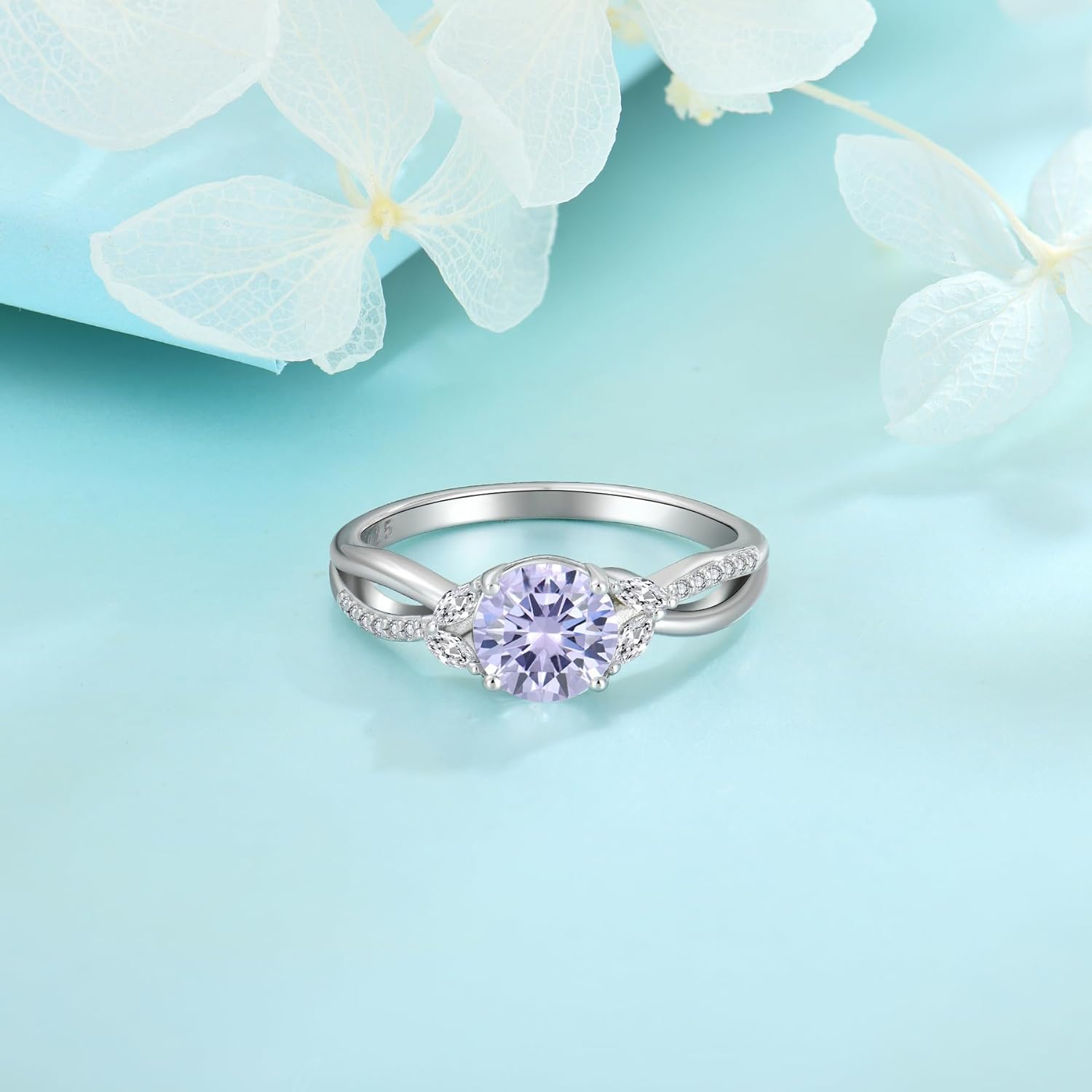 FJ Infinity Promise Ring for Her 925 Sterling Silver Engagement Anniversary Wedding Rings Birthstone Jewelry for Women