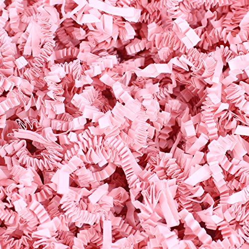 1 LB Light Pink Crinkle Shred Gift Basket Shred Crinkle Paper Filler Bedding by COTU (16 oz)