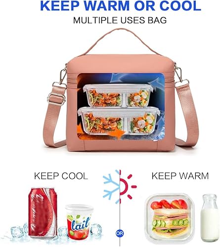 Miniatura 2 de NOL Natural Organic Lifestyle - Loncheras aisladas para mujer, bolsa enfriadora, ligera, de nailon, impermeable, para el trabajo (rosa oscuro, M