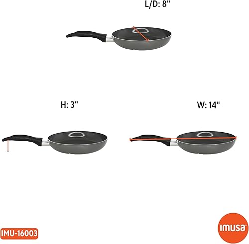 Miniatura 8 de IMUSA Sartén antiadherente de cerámica de 8 pulgadas, sartén de aluminio gris con mango de tacto frío, ideal para saltear, freír y sellar huevos,