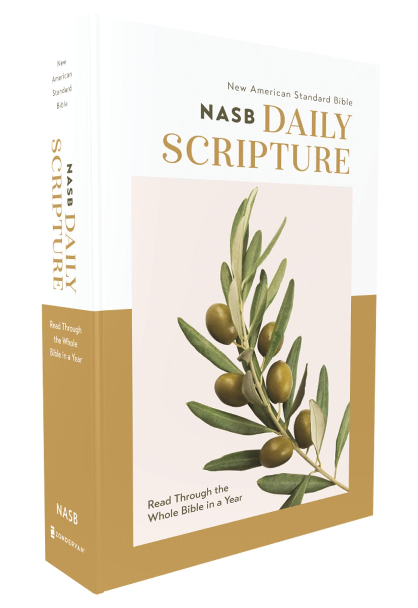 NASB, Daily Scripture, Paperback, White/Olive, 1995 Text, Comfort Print: 365 Days to Read Through the Whole Bible in a Year