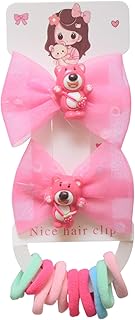 مجموعة مشابك شعر على شكل فيونكة للبنات من داهبني - فوشيا