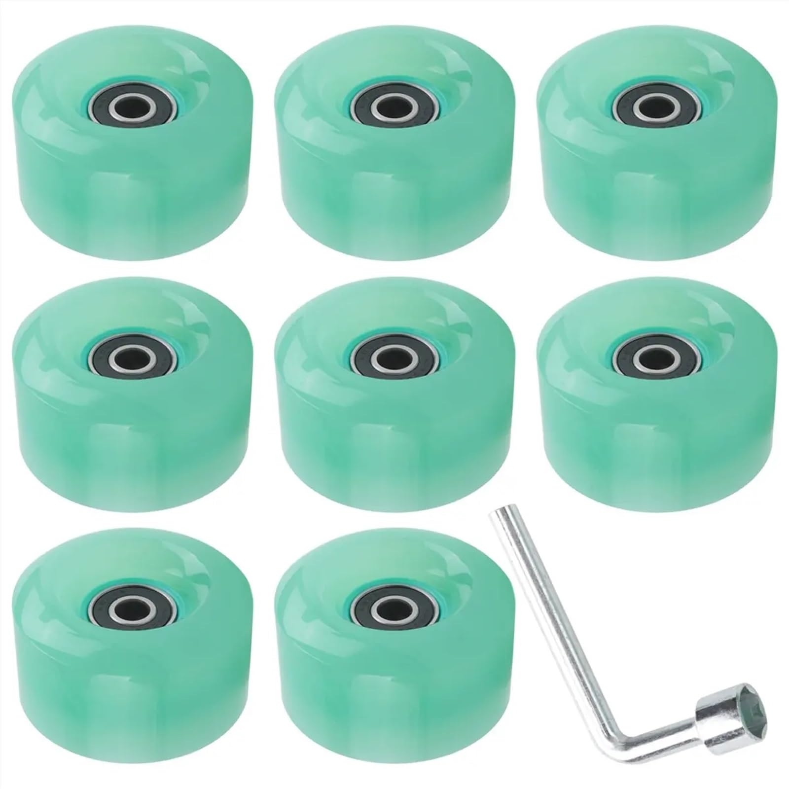 Longboard-Skateboard-Räder, 8 Stück, 58 mm x 32 mm, 82 A, für drinnen und draußen, PU-Räder, Ersatz-Räder, zweireihiges Rollschuh-Zubehör