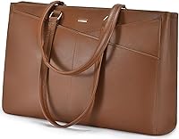 Vista 46 de LOVEVOOK Bolsa para laptop de 15.6 pulgadas para mujer, bolsa de mano impermeable de cuero, maletín para computadora para mujeres de negocios, bolsa