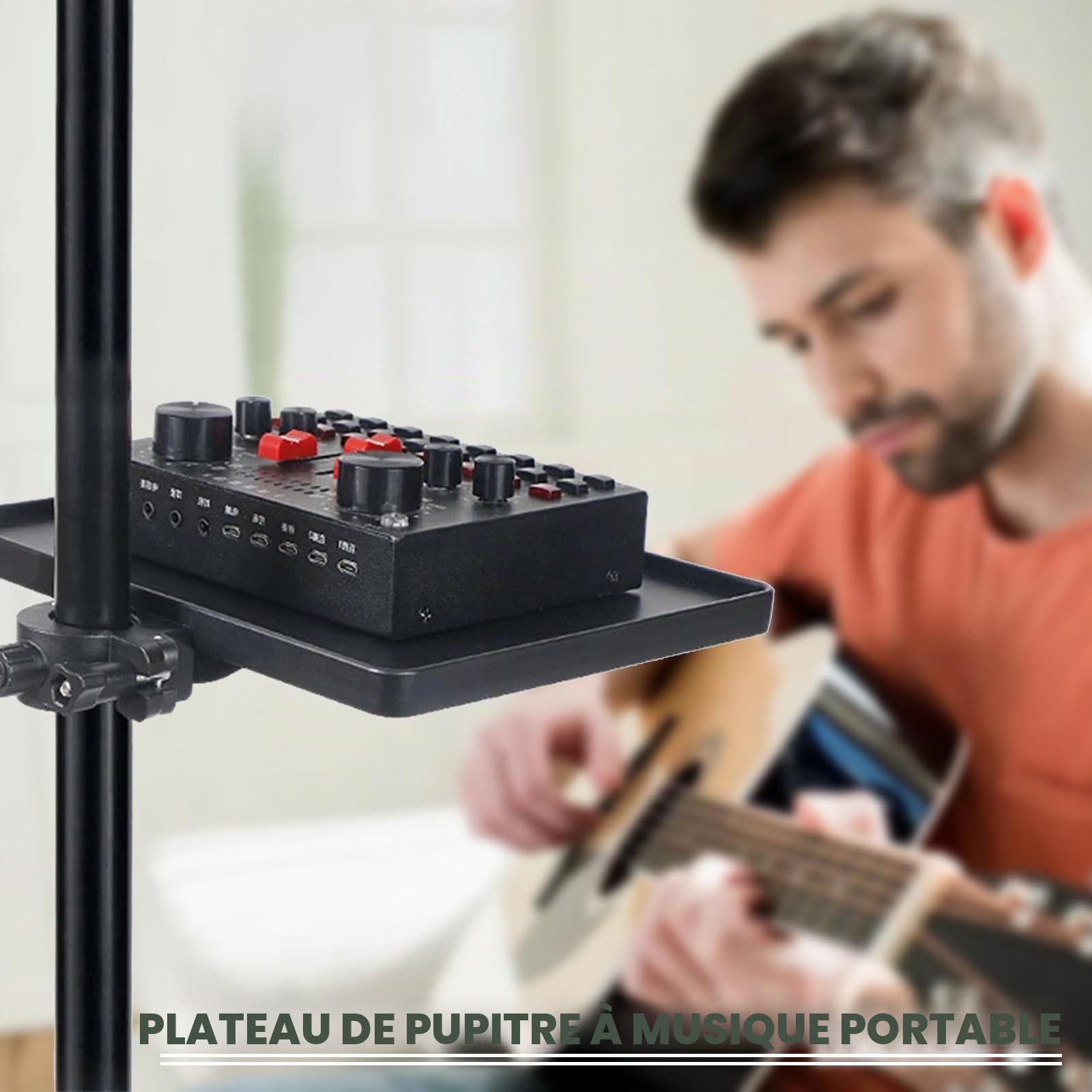 Plateau de Support de Micro Réglable, Plateau de Microphone pour Partitions de Musique, Support Micro pour Diffusion en Direct, Micro sur Pied pour Enregistrement