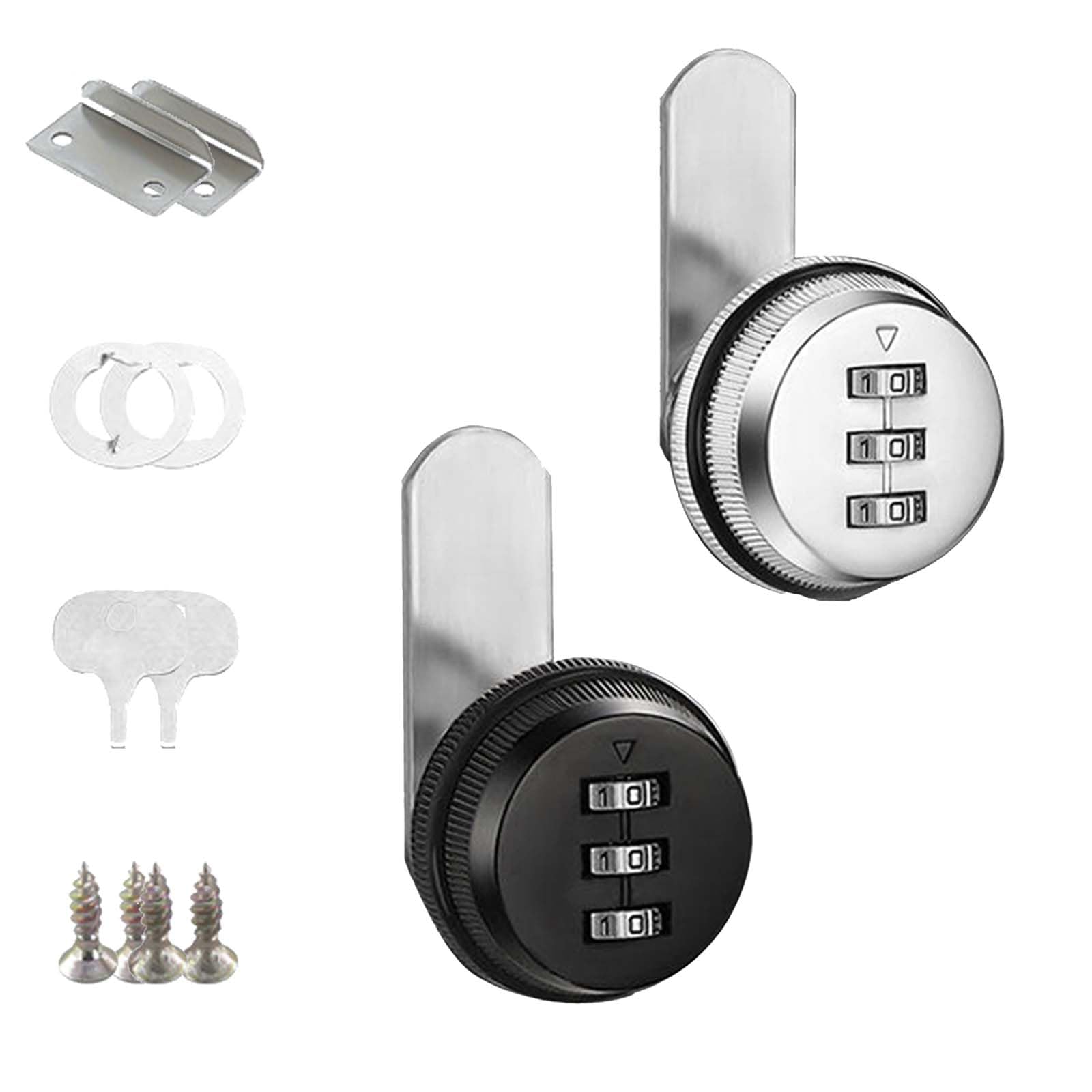 TREABEAR 2PCS Cerradura Buzon 20mm, Cerradura Taquilla Plata y Negro, Cerraduras de Combinación Contraseña de 3 Dígitos, Bombin Cerradura Seguridad, Cerradura de Seguridad para Gabinete de Seguridad