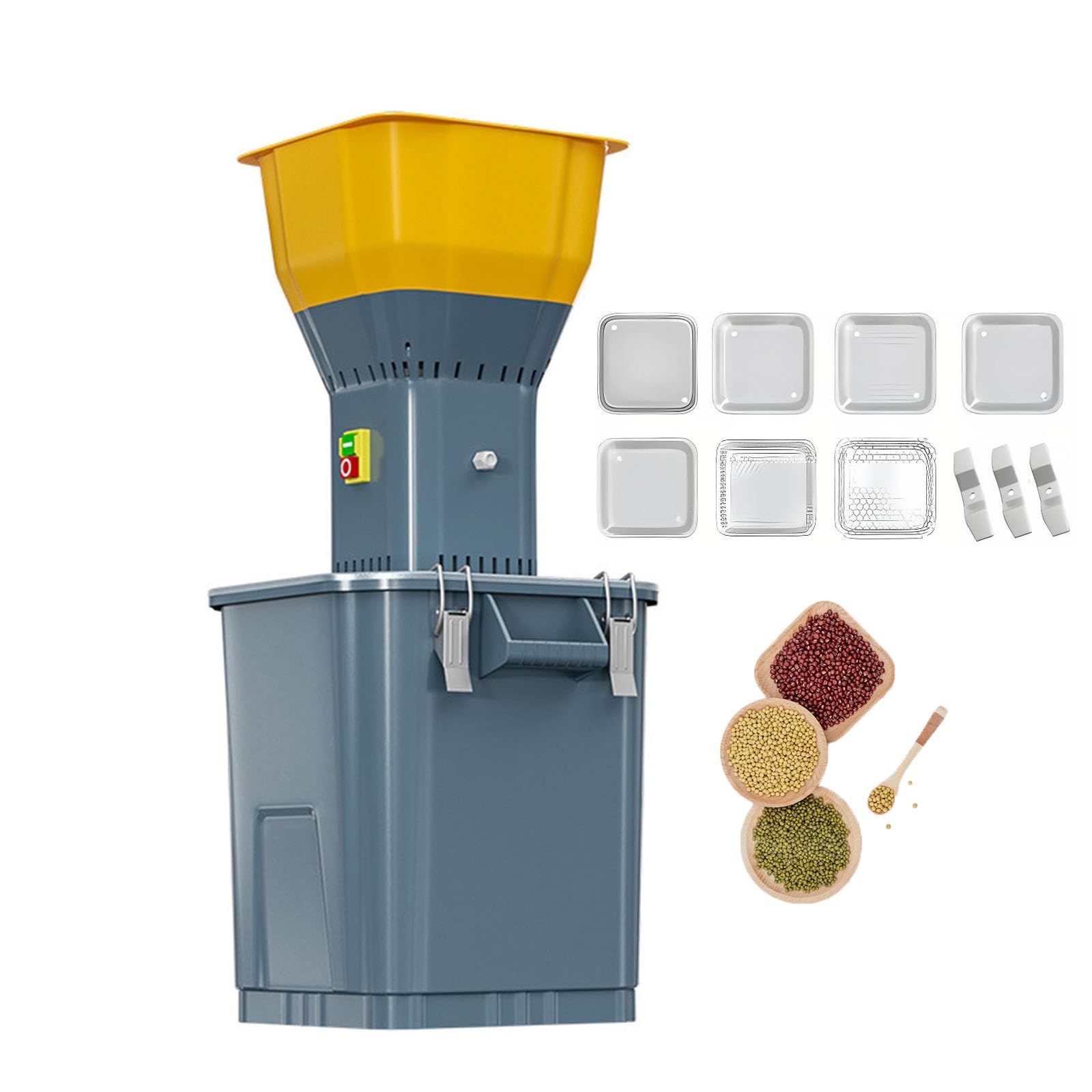 Eoweiot Electric Corn Grinder, High Efficiency Feed Mill, 1300W Motor with Detachable Hopper and 7 Sieves for Grinding Feed and Flour (45L)