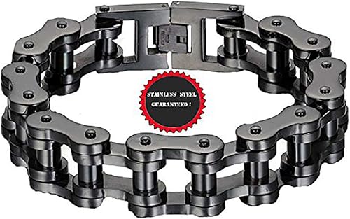 Miniatura 7 de Pulsera de cadena de eslabones de acero inoxidable para hombre, color negro, 0.906 in