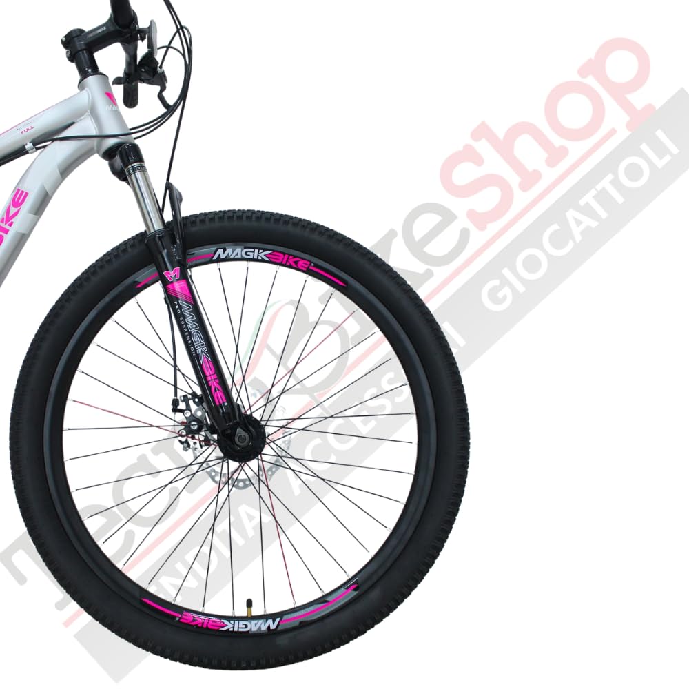 Tecnobike Shop Magik Bike MTB Twenty Six Full 26" Bicicletta Ragazza Cambio 21 Velocità, Freni a Disco, Doppia Sospensione, Cerchi Alluminio, Mountain Bike 26 Pollici
