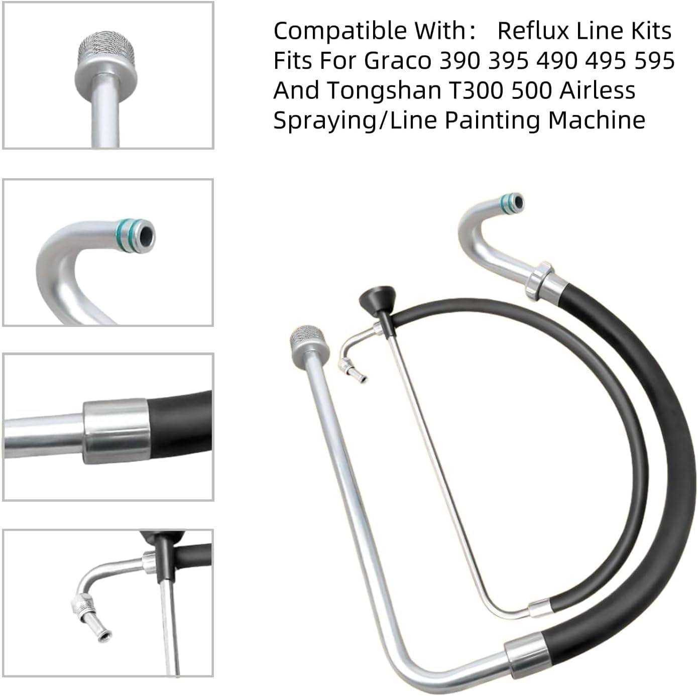 2025 New Stainless Steel Suction Hose and Reflux Line Sets,for Graco 390 395 490 495 595+235014 Prime Spray Valve for Graco 210 230 390 395 490 495 595 3400