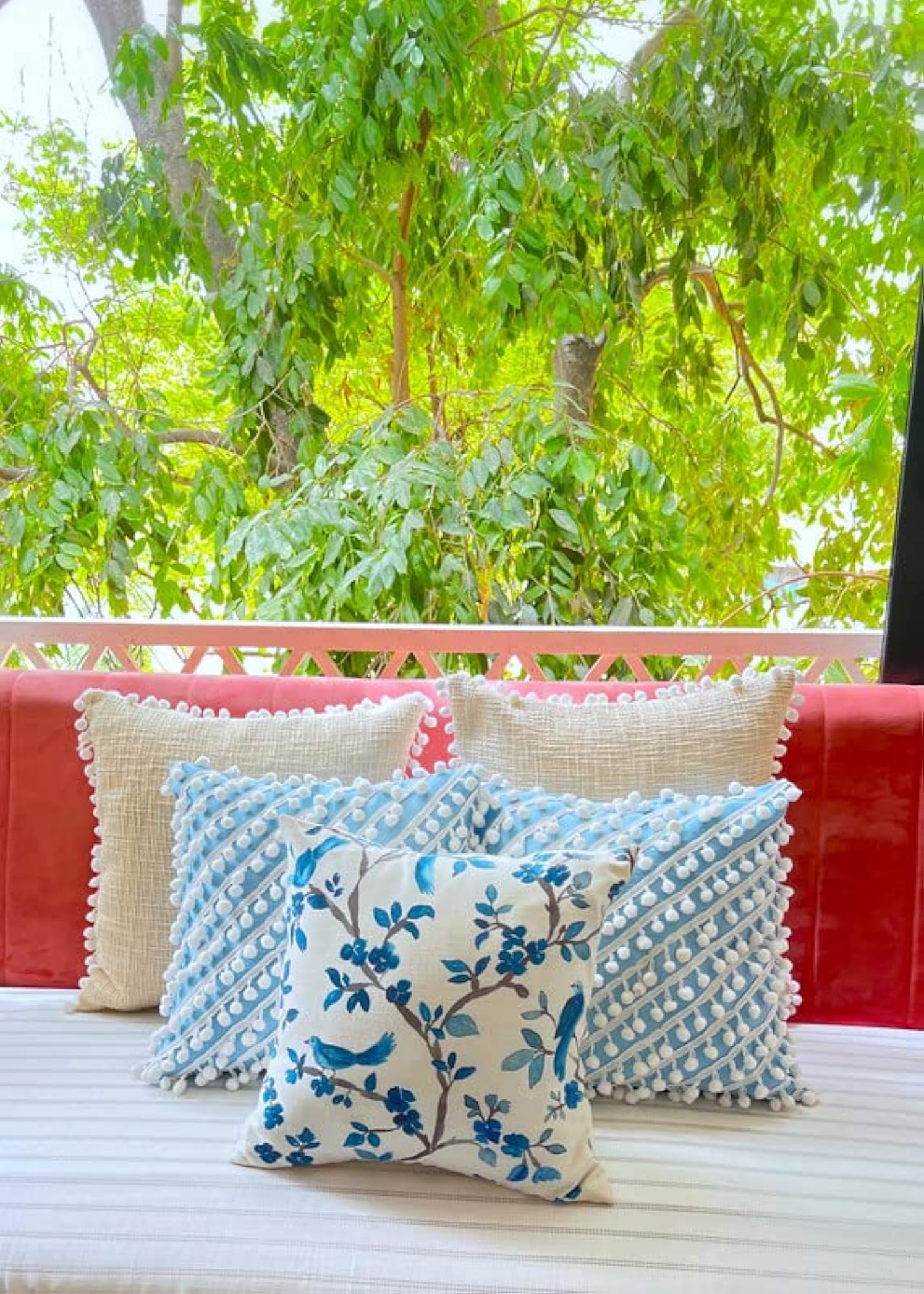 Bird Trail Hand Painted Cushion Cover, 24x24