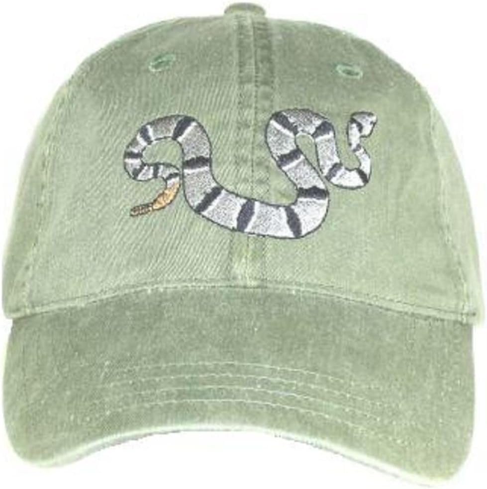 Banded Rock Rattlesnake Embroidered Cotton Cap Green